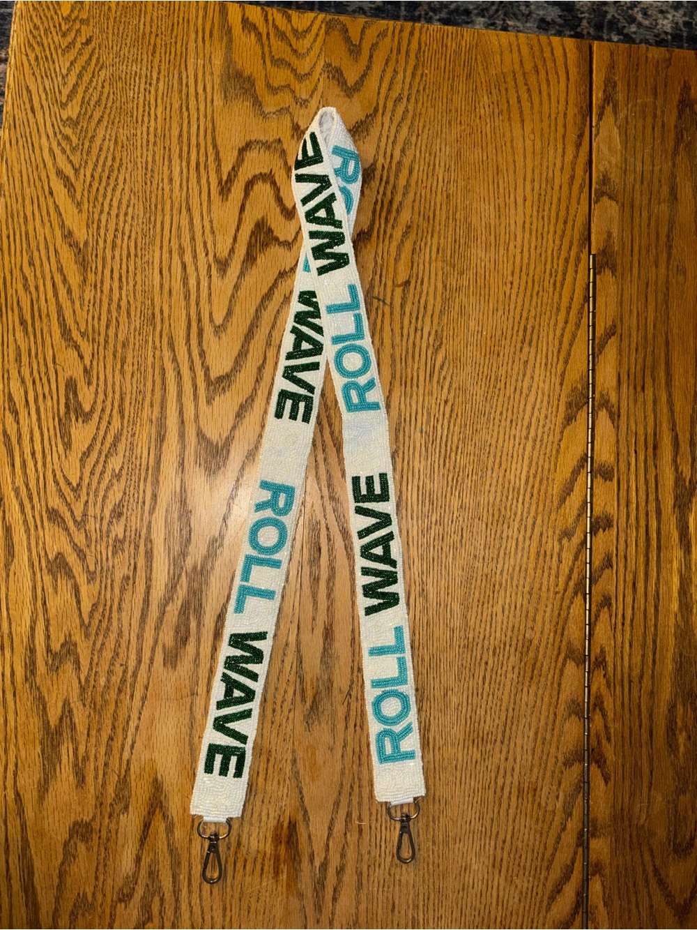Roll Wave White and Teal Beaded Purse Strap